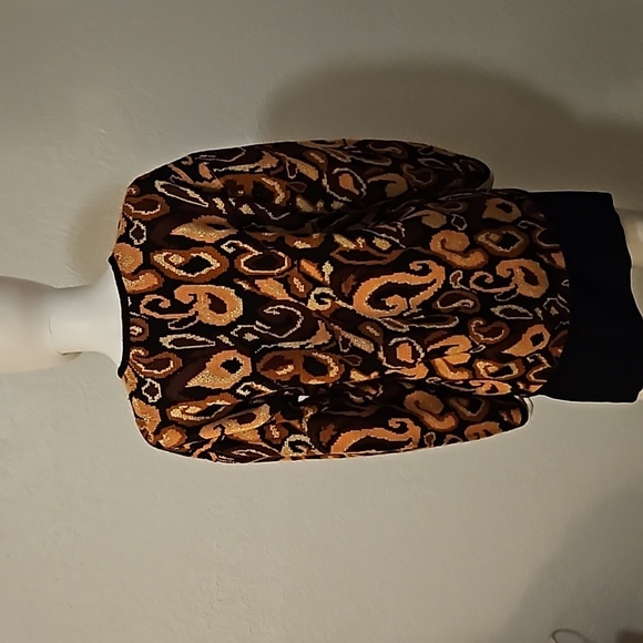 VTG ELEANOR P BRENNER 1980s New Wool Abstract Metallic V-Neck Sweater - Picture 7 of 8